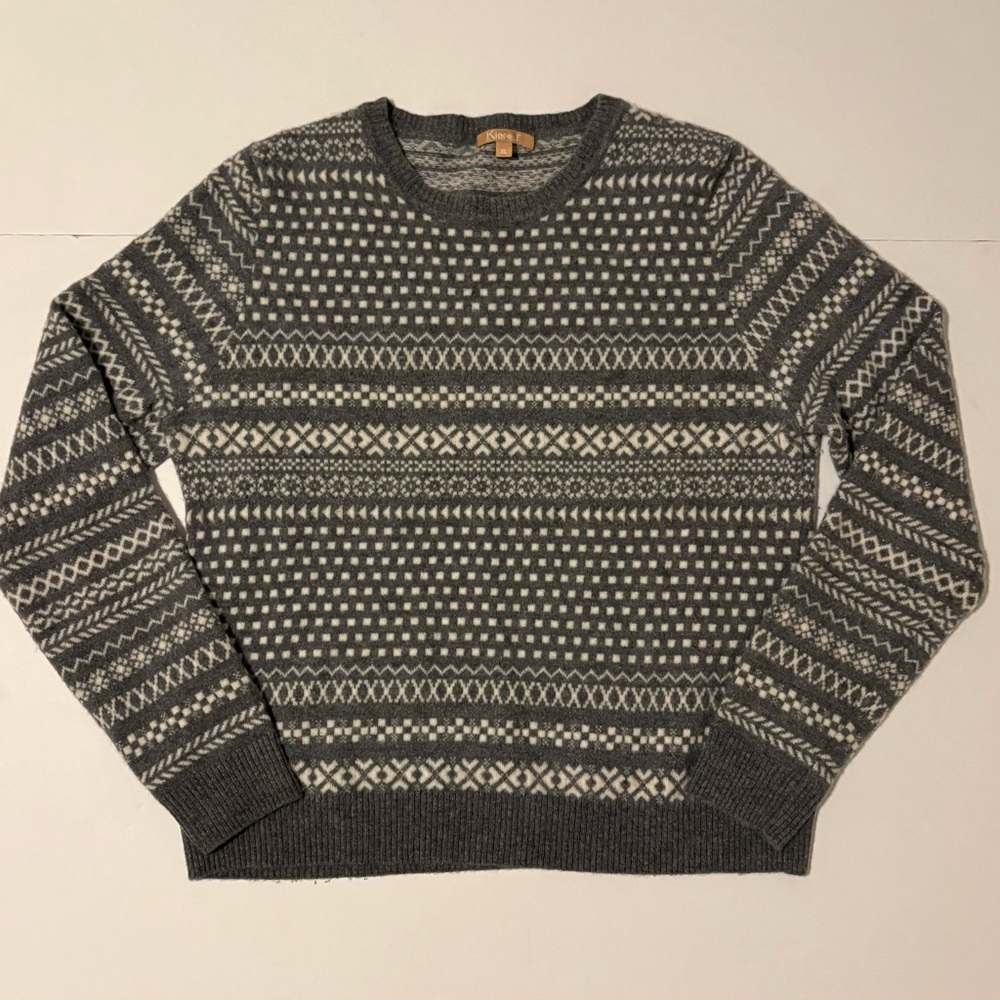 Kier + J2 Gray Fair Isle Patterned Cashmere Sweater XL